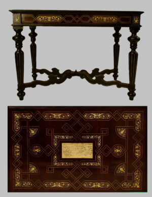 Mesa Despacho de ébano con incrustaciones de hueso. Piamonte, finales S. XVIII