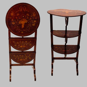 Mahogany and walnut Dutch Regency Etagere Table. C. 1820