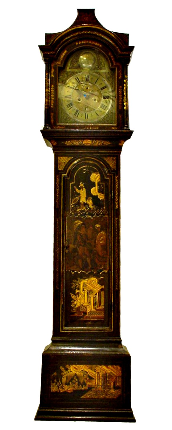 Reloj de Antesala Chinoiserie de madera ebonizada. Influencia Francesa. C.1720