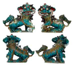 Pair of pottery "Foo Lions" , Ming Dynasty.  China, XVI Century
