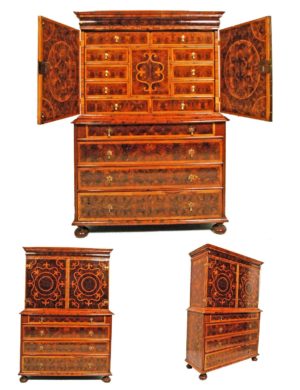 Chest on Chest. época "William & Mary" (1689-1694), en madera oyster-veneered walnut (nogal).