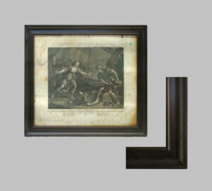 Grabado Italiano del S. XVIII, con marco abombado de caoba, S. XIX