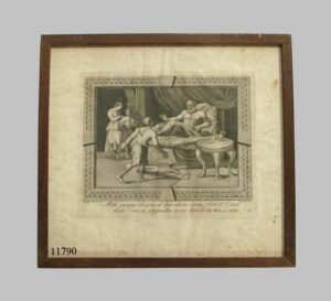 Grabado. Isaac echado sobre la cama, con nº 20 en la esquina inferior derecha, Bianchi, S. XVIII