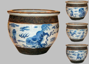 Pottery Fishbowl. China, XVIII Century. Restored at the base.