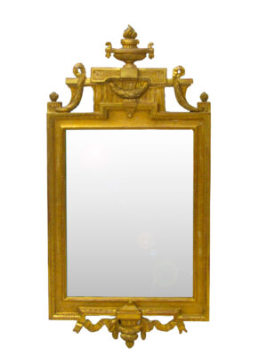 Espejo de talla dorado con oro fino Sueco, firmado y sellado. Fechado 1779 Carl Gustaf Fyrwald, 1774 - 1816