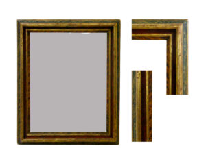 Marco policromado, abombado, talla oro fino. Italia, S. XVIII