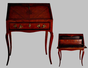 Французский барочный грецкий орех буре, с ящиком, высокие ноги кабриолет и восьмиконечная звезда на крышке. XVIII век.