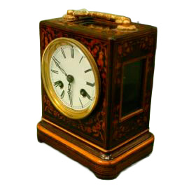 Reloj de sobremesa de madera de caoba con marquetería de limoncillo. Georgiano, S. XVIII