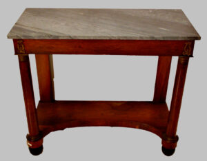 Махагани деревянные империи консоли с бронзовыми и мраморными конвертами приложений. C. 1800