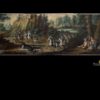 Óleo sobre tela: Caza del jabalí.