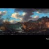 Óleo sobre tela: "A ship outside a Mediterranean harbour in choppy seas". Escuela Flamenca. S. XVII