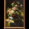 Óleo s/tela: Jarrón con flores y mascara. Georges Jeannin, 1867