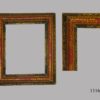 Espejo con marco policromado, verde, rojo y dorado. S. XVII