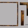 Marco de talla dorado y policromado. El dorado gofrado y cartelas policromadas en burdeos. Italia, S. XVIII