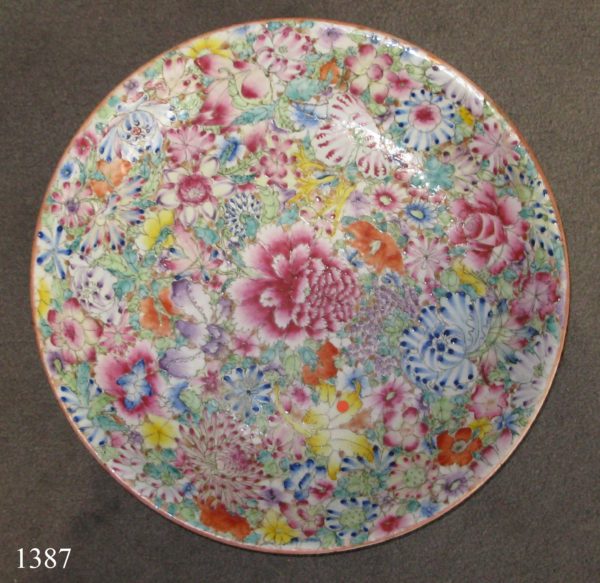 Plato porcelana de Cantón Milfleur. S. XVIII