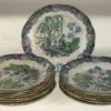 Doce platos de porcelana Inglesa policromada "Mason", con pavos reales y flores, S. XIX
