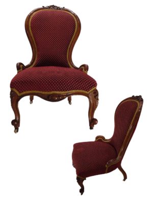 Викторианское кресло из дерева красного дерева с мягкой спинкой