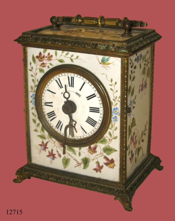 Reloj Carruaje de sobremesa Francés, con bronce y esmaltes. 1.878. S. XIX