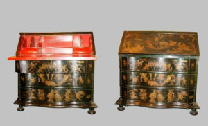 Бюро - Английский Секретарь влияния Chinesca, лакированный в темно-зеленый. XVIII век