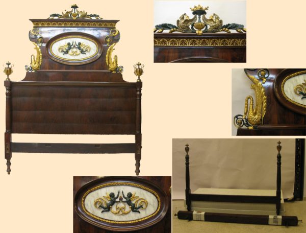 Кровать империи пальмы Mahogany. Адриа, 1800