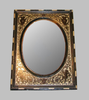 Зеркало с итальянской рамой Ломбардо, черное дерево и кости
