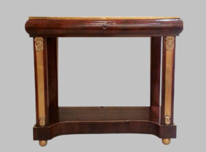Консоль Mahogany Empire с золотыми бронзовыми кариатоидами из тонкого золота. C.1820