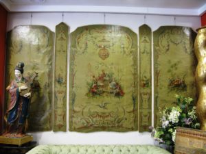 Масло на ткани: Набор из десяти панелей Chinoiserie период Людовика XV. Франция, XIX век.