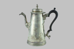 Silver and Wood Coffee Pot