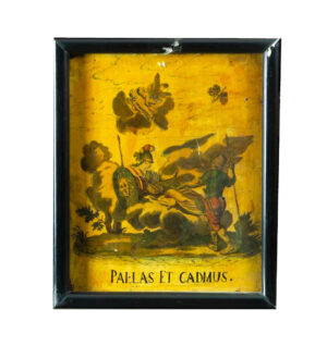 Pintura sobre Tabla con Grabados Iluminados, Siglo XIX