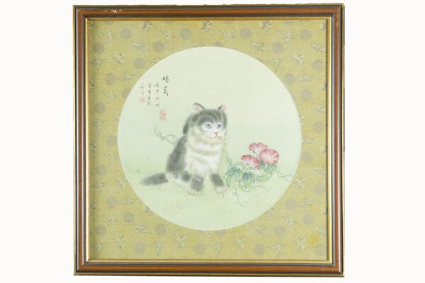 Pair of Pastel Paintings on Silk - Image 2