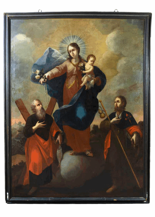 Virgen con el Niño y dos santos apóstoles. Siglo XVII