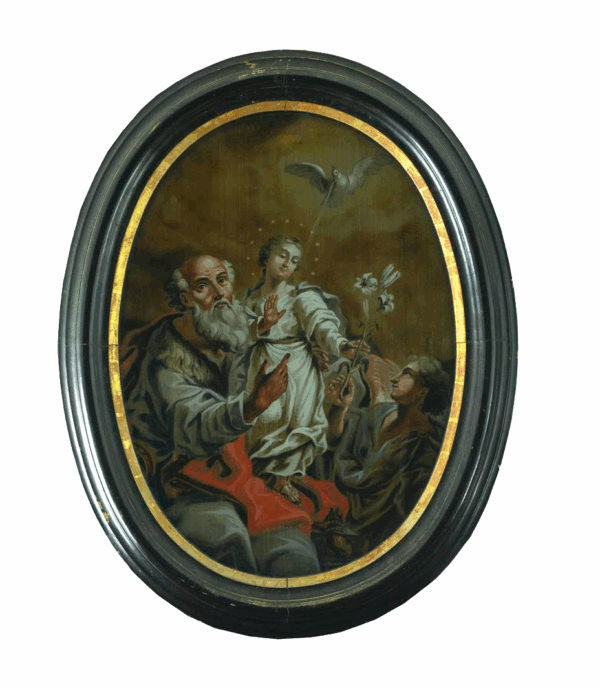 Pintura sobre cristal – San José con el Niño. Siglo XVIII