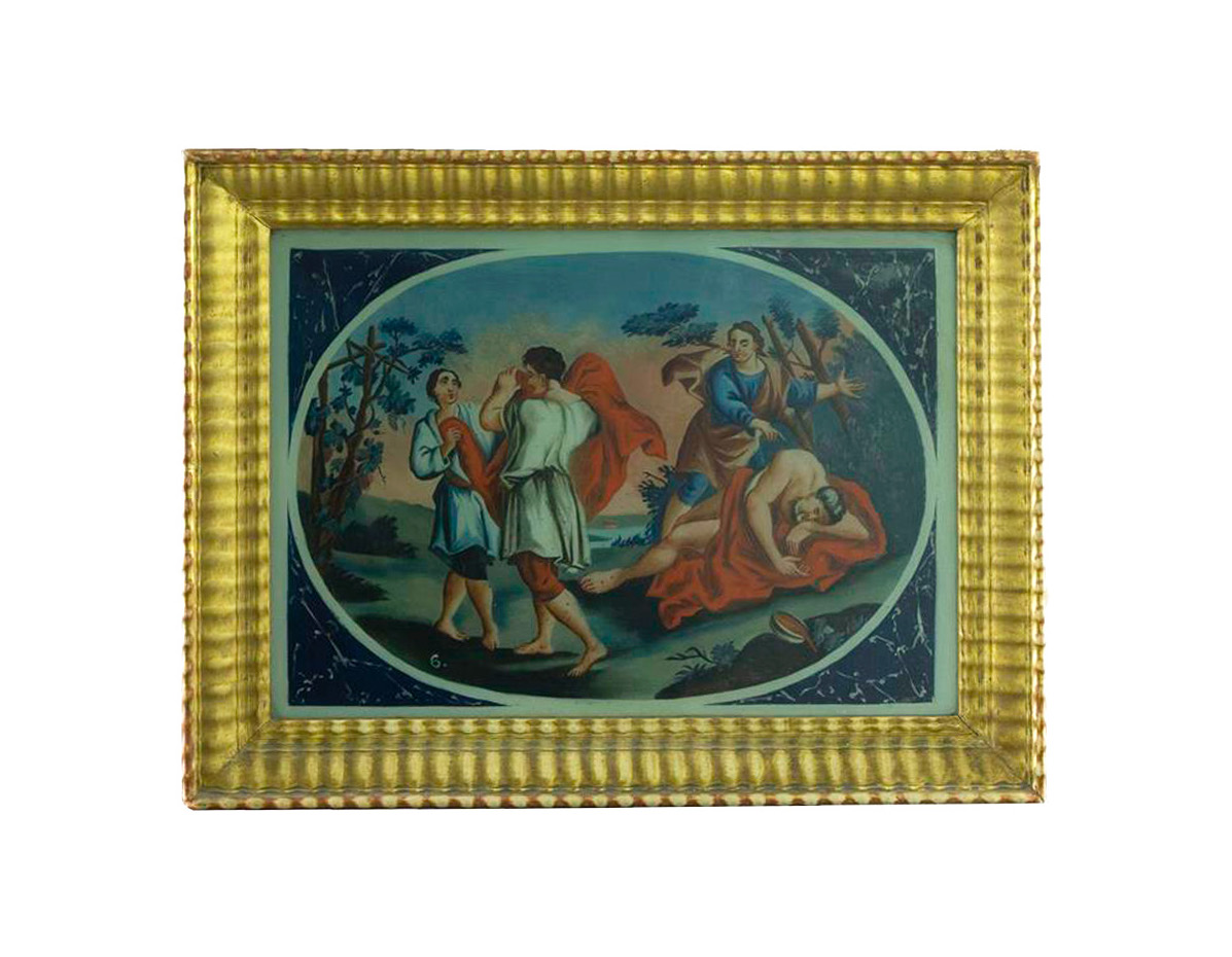 Cristales Pintados con Motivos Bíblicos – Italia, Siglo XVIII