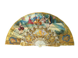 Abanico Luis XVI con Varillas de Nácar y Oro – Escenas Bucólicas, Siglo XVIII