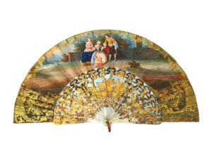 Abanico Luis XVI con Varillas de Nácar y Oro – Escenas con Personajes, Siglo XVIII