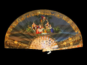 Abanico Luis XVI con Escena Bucólica – Pintura sobre Papel, Siglo XVIII