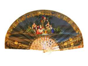 Abanico Luis XVI con Escena Bucólica – Pintura sobre Papel, Siglo XVIII