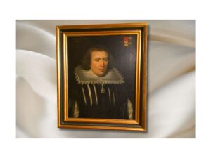 Óleo sobre tela, retrato de un Noble Español,inscrioción 1623 e inscripción de la familia.