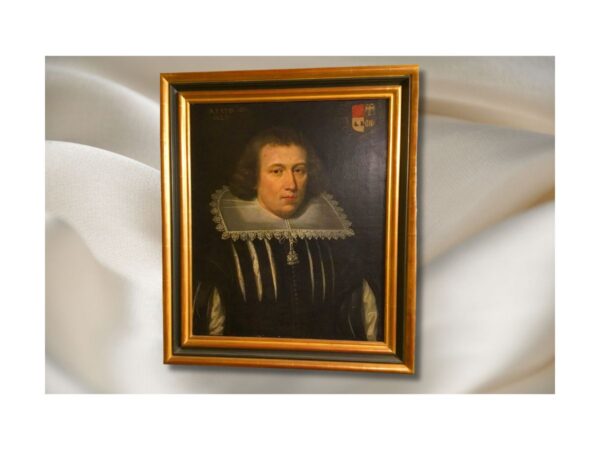 Óleo sobre tela, retrato de un Noble Español,inscrioción 1623 e inscripción de la familia.