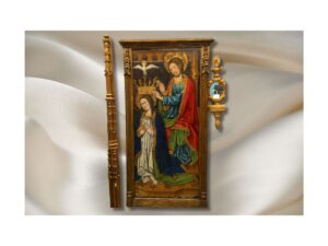 Óleo sobre tabla representando la Coronación de la Virgen.