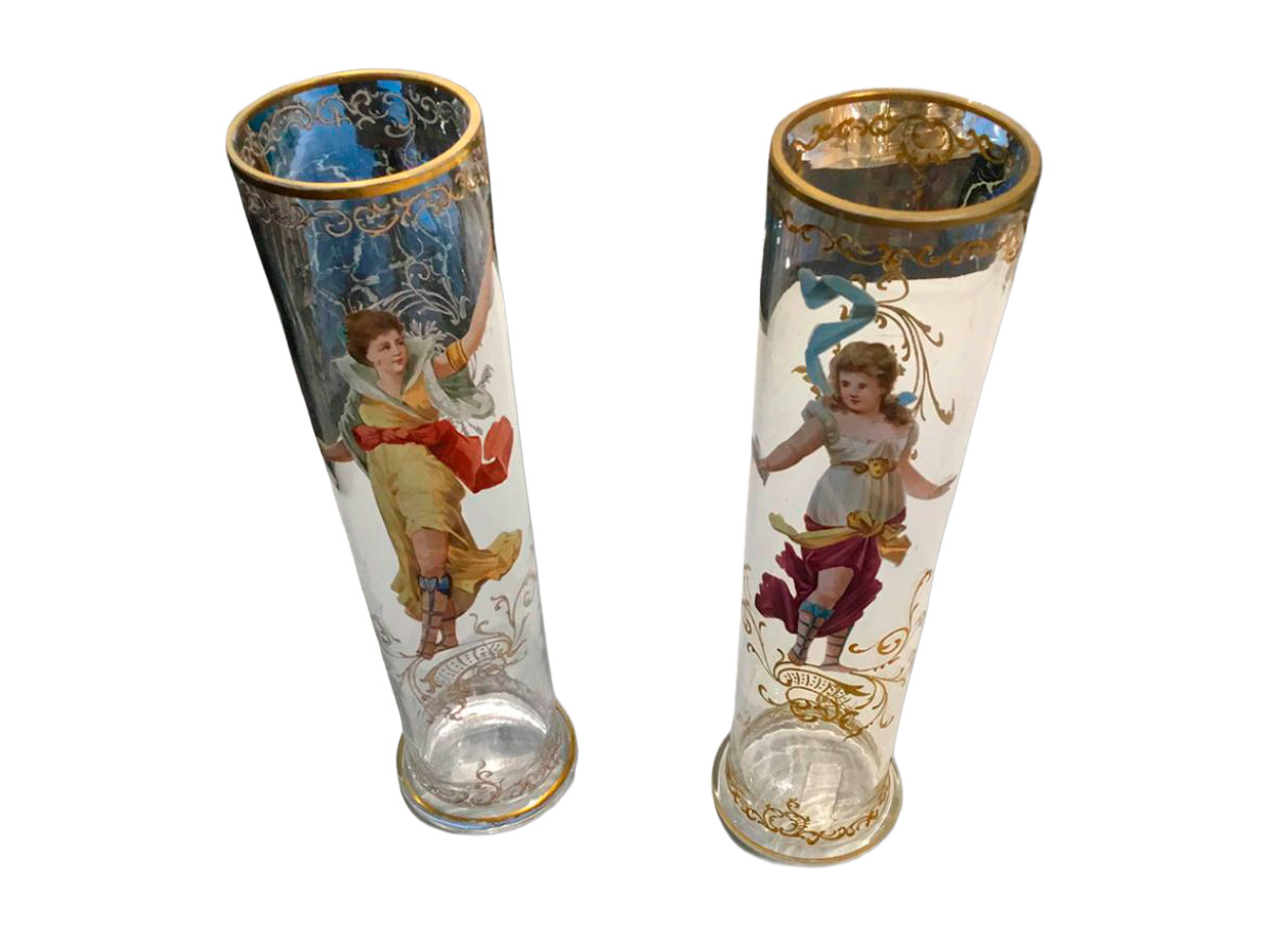 Pareja de Floreros de Cristal – Sajonia, Alemania, Siglo XIX