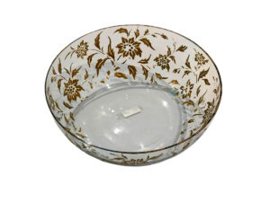 Round Crystal Bacarrat Fruit Bowl Louis XVI Style, gold embossed painting.