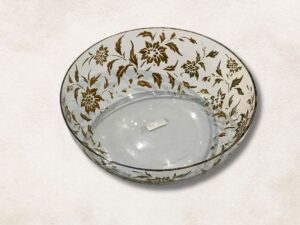Frutero redondo Cristal Bacarrat Estilo Louis XVI, pintura dorada en relieve.