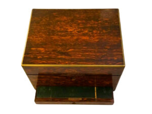 Rosewood Desk Box with glass and silver boxes, with secret drawer.