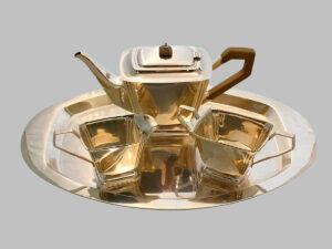 Juego de Té de Plata con Bandeja Ovalada