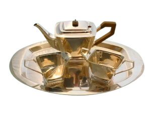 Silver Tea Set, Oval Tray, and 3 Pieces.