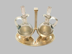 Vinagreras de Plata y Cristal con Bandeja Ovalada