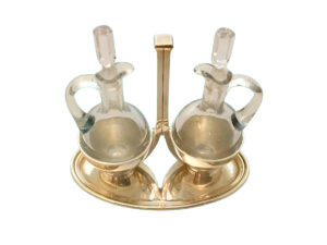 Vinagreras de Plata y Cristal con Bandeja Ovalada