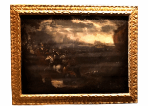 Escena de Batalla con Guerreros y Caballos, Escuela Española, Siglo XVIII