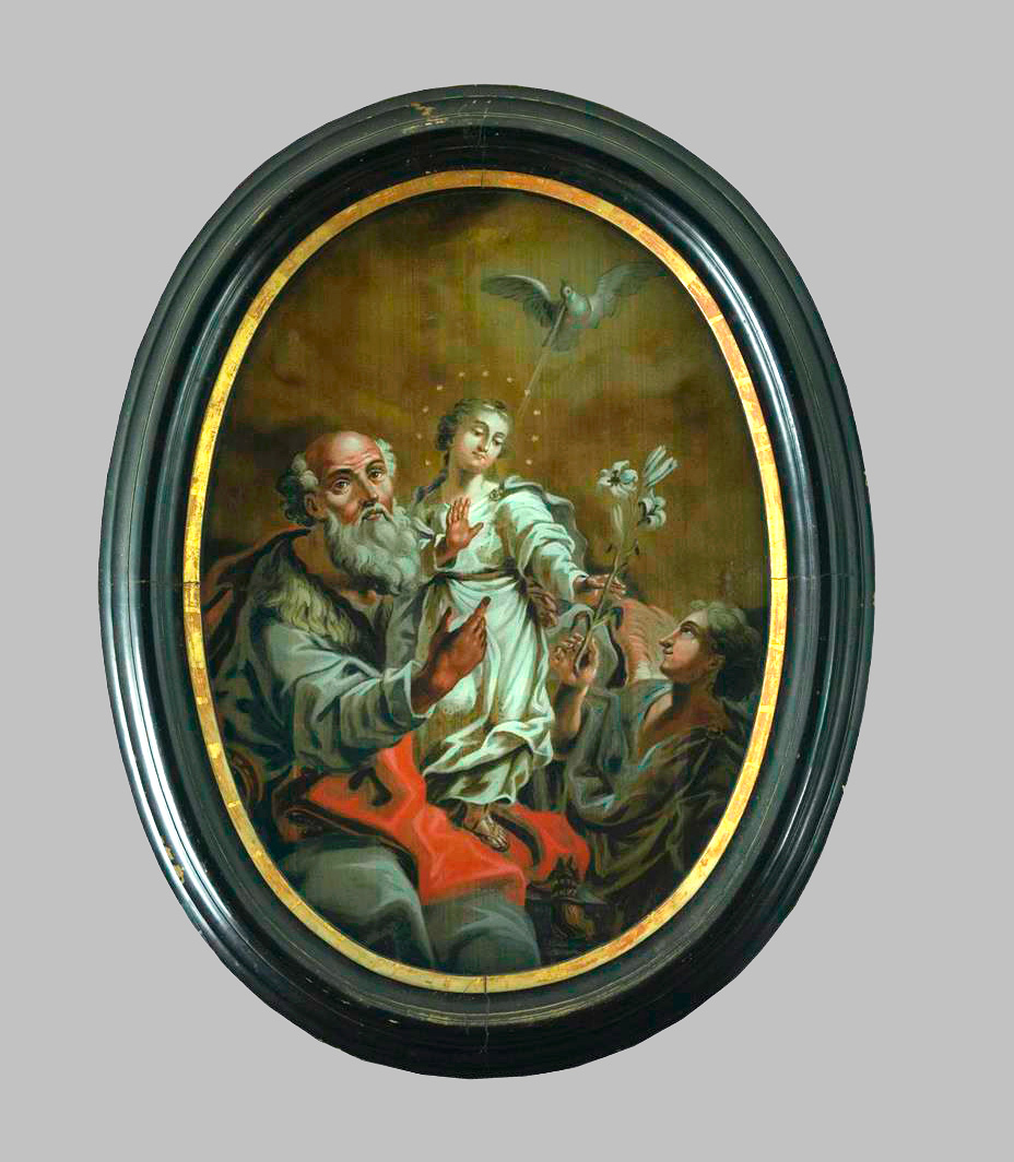 Pintura sobre cristal – San José con el Niño. Siglo XVIII